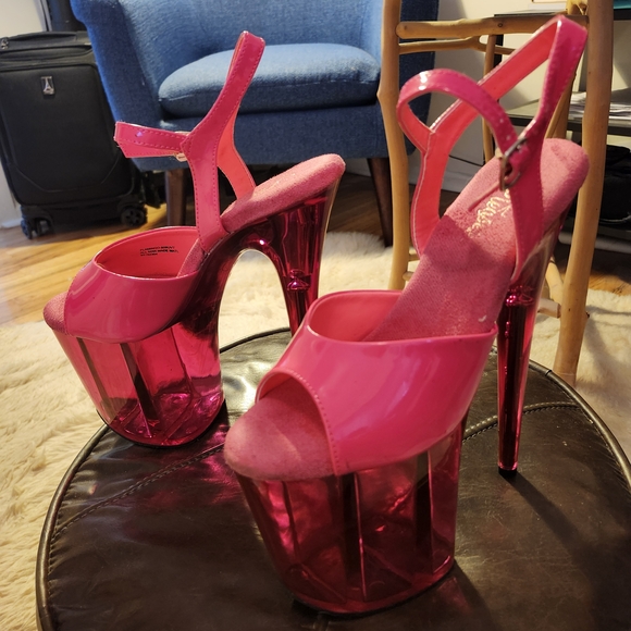 Pleaser 8 Inch Pink Heels Size 9 - Picture 3 of 3
